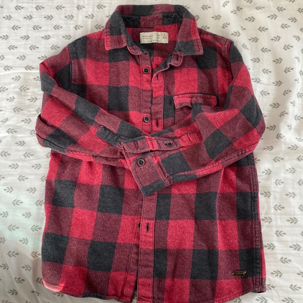Zara boys flannel button down shirt